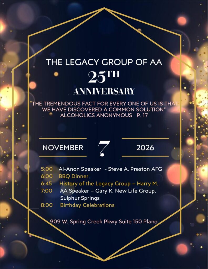 Legacy AA group anniversary flyer